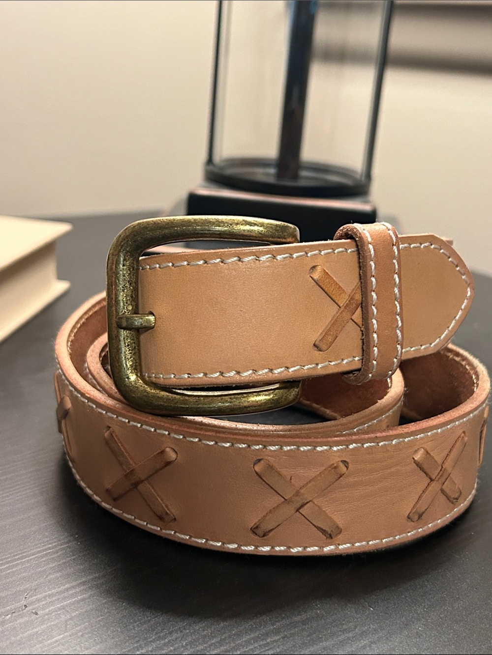 BED|STU ‘April’ Laced Leather Belt, Size XL